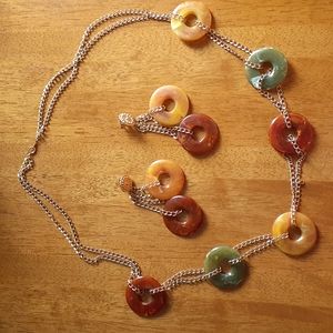 Earthy Agate Style Rare Retro Necklace w Earrings Avon Jewelry
